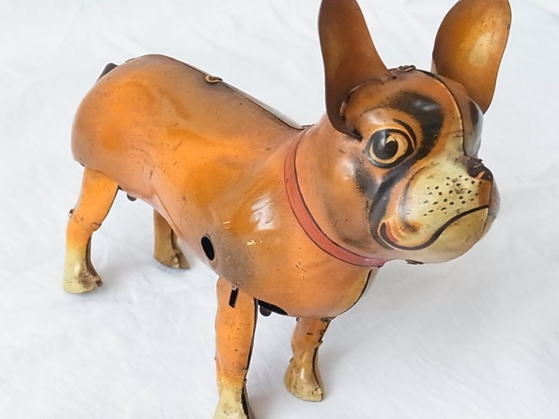 画像: 【極希少品】ブリキのボクサー犬 1940年代製 可動品（U.S ZONE・ドイツ）【動画有り】