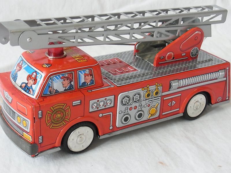 画像: 【バーゲン】【可動品】消防　はしご車 １９６０年代 AMICI 日本製 【箱入り】