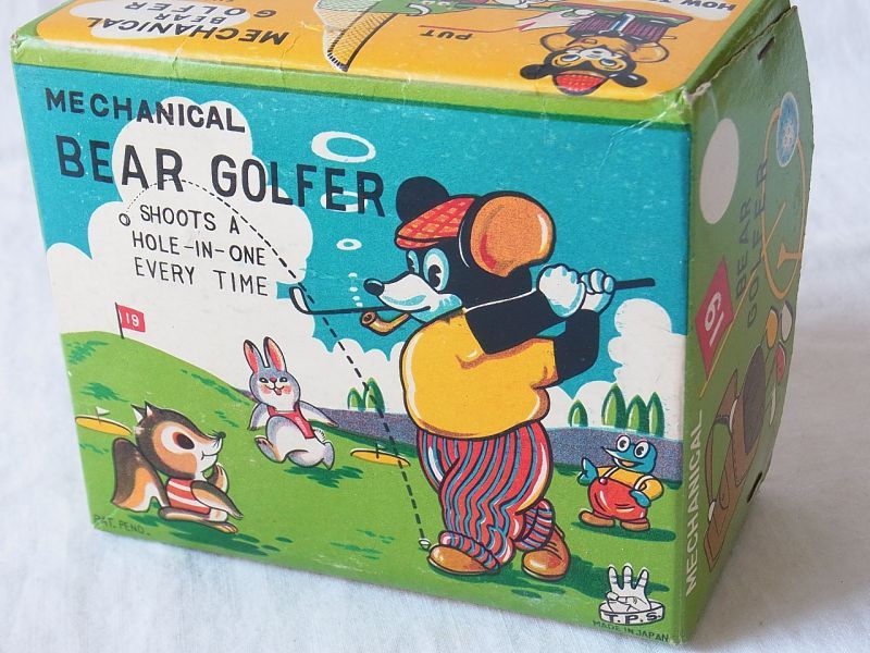 画像: 【バーゲン】【動画有り】ゴルフをするクマ １９６０年代 トープレ 日本製　箱付き