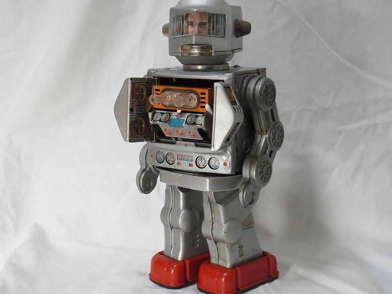画像: 【バーゲン】【動画有り】【希少銀色】“ブリキのロボット宇宙飛行士”“名作：マシンガンタイプ”ニュー スペース エクスプローラー 1960年代製造（ホリカワ・日本）