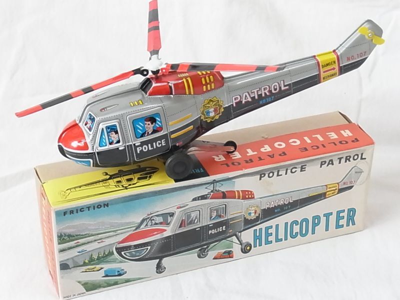 画像1: ポリス パトロール ヘリコプター日本製　箱付き 【動画有り】【バーゲン】